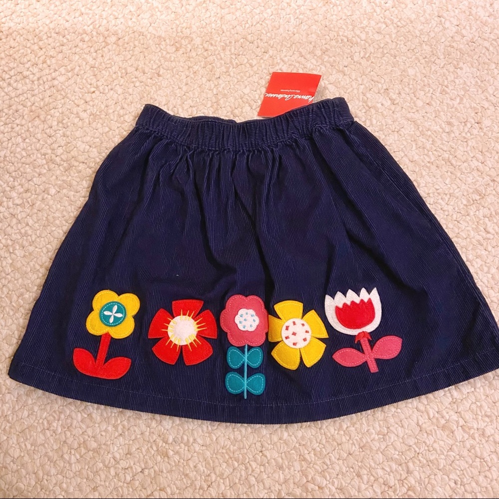 Hanna Anderson navy appliqué corduroy skirt 6 NWT